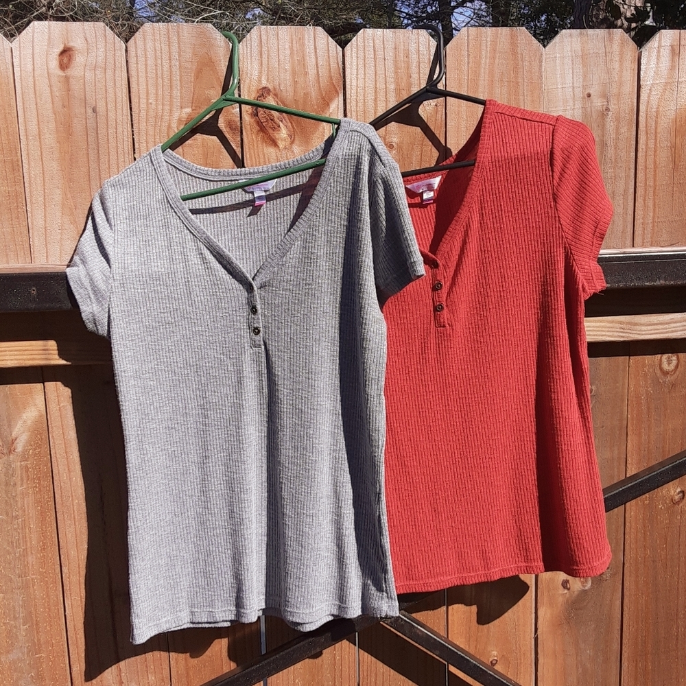 Bun ldle|Plus size ribbed shirt bundle| Henley|